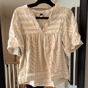 Old Navy Beige Geometric Blouse